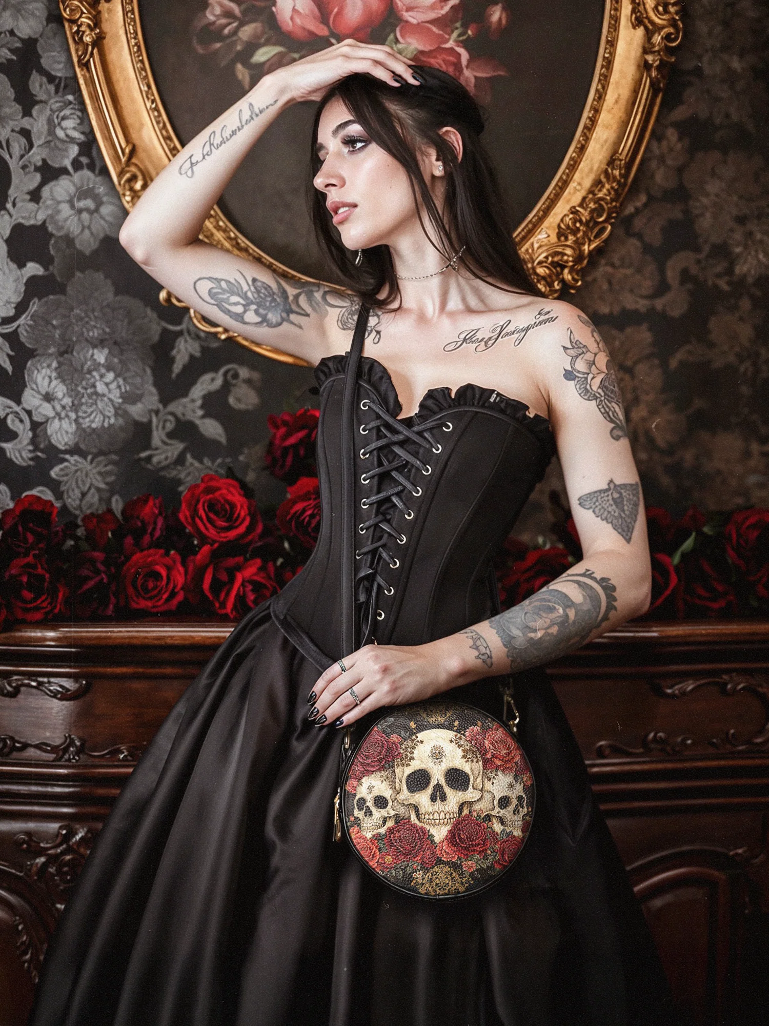 "Bloodrose" Circle Crossbody Bag - Image 3